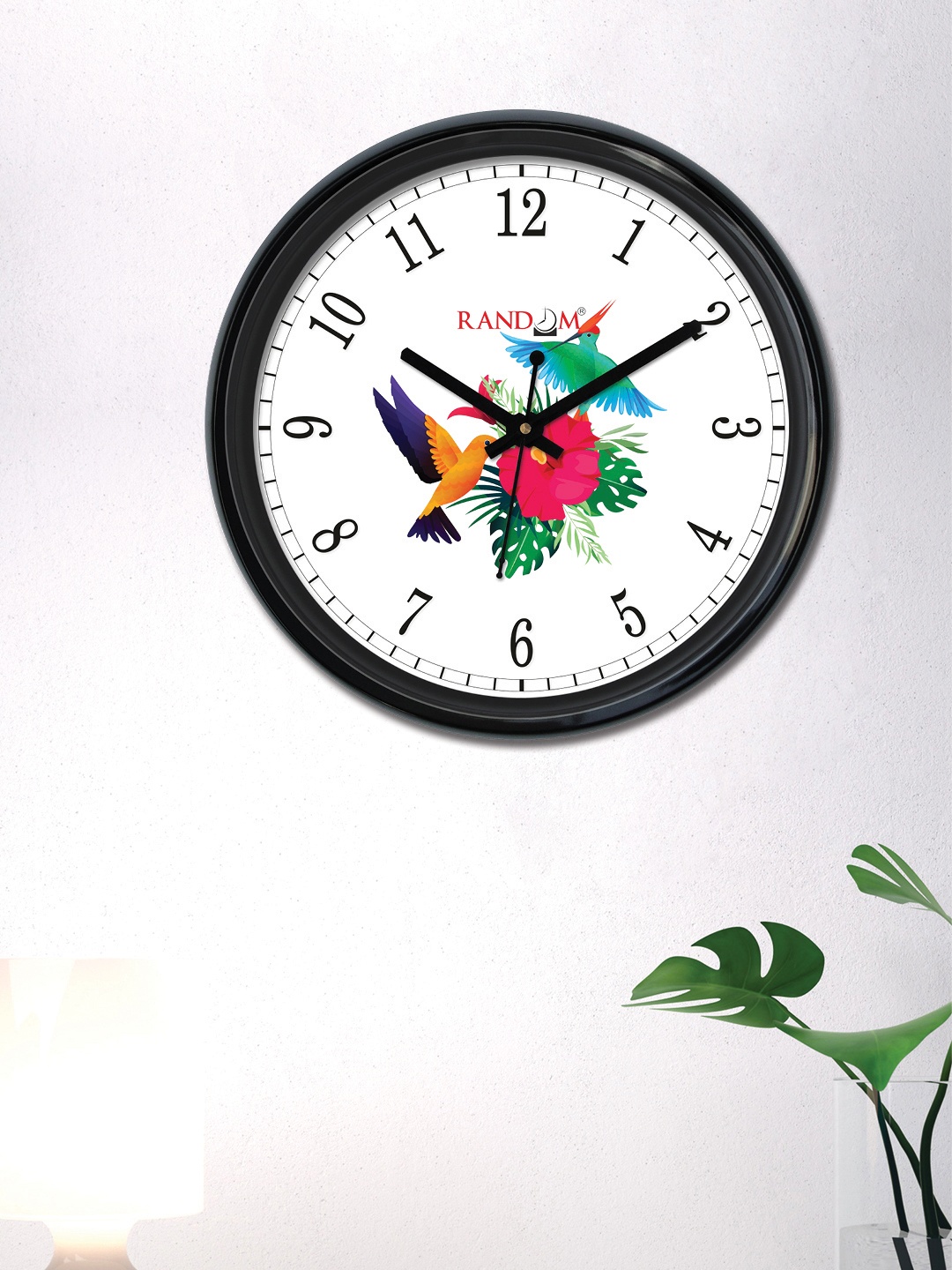 RANDOM White & Red Round Printed Analogue Wall Clock (30cm X 30cm X 2cm)