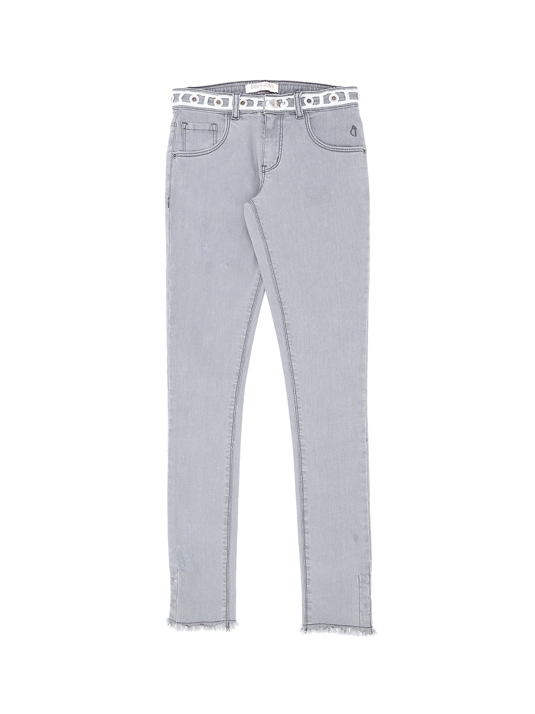 Gini and Jony Girls Grey Slim Fit Mid-Rise Clean Look Jeans