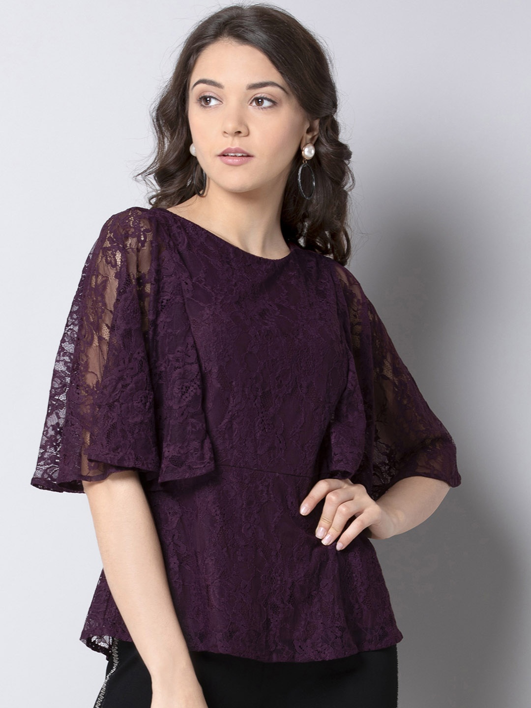 FabAlley Women Maroon Self Design Top