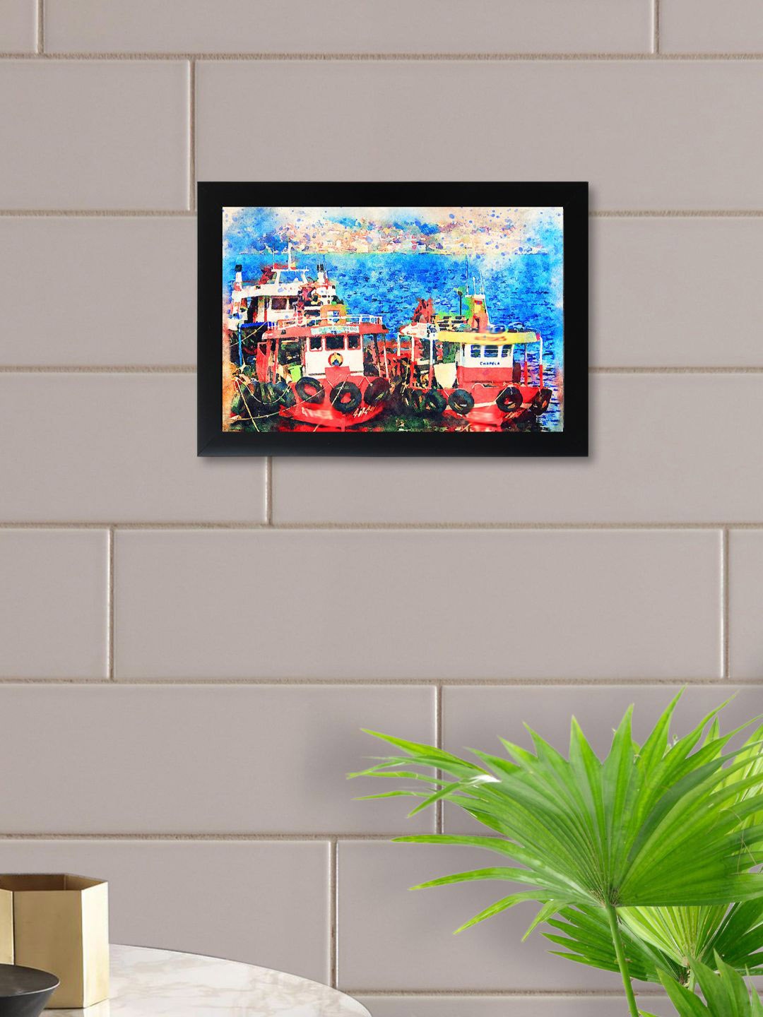 nest ART Multicoloured Synthetic Wood Abstract Handpainted Wall Art, Multi