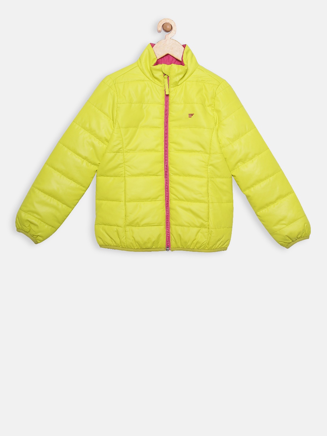t-base Girls Yellow Solid Lightweight Puffer Jacket