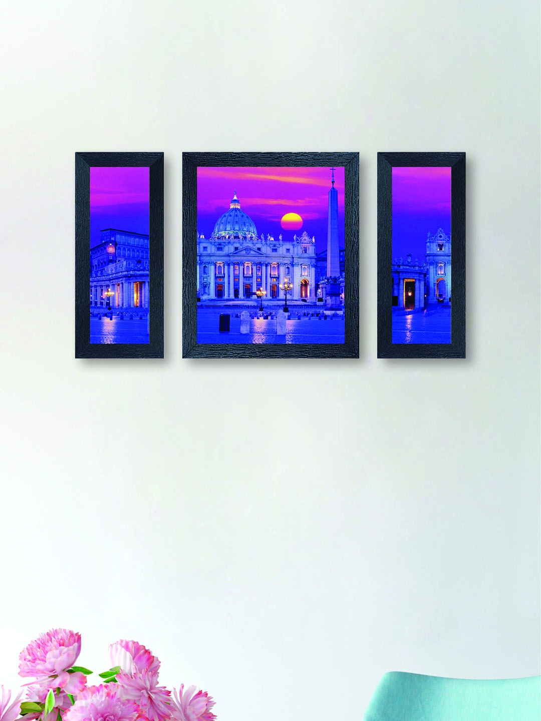 nest Art Multicoloured Set of 3-Panelled Synthetic Wood Wall Art, Multi