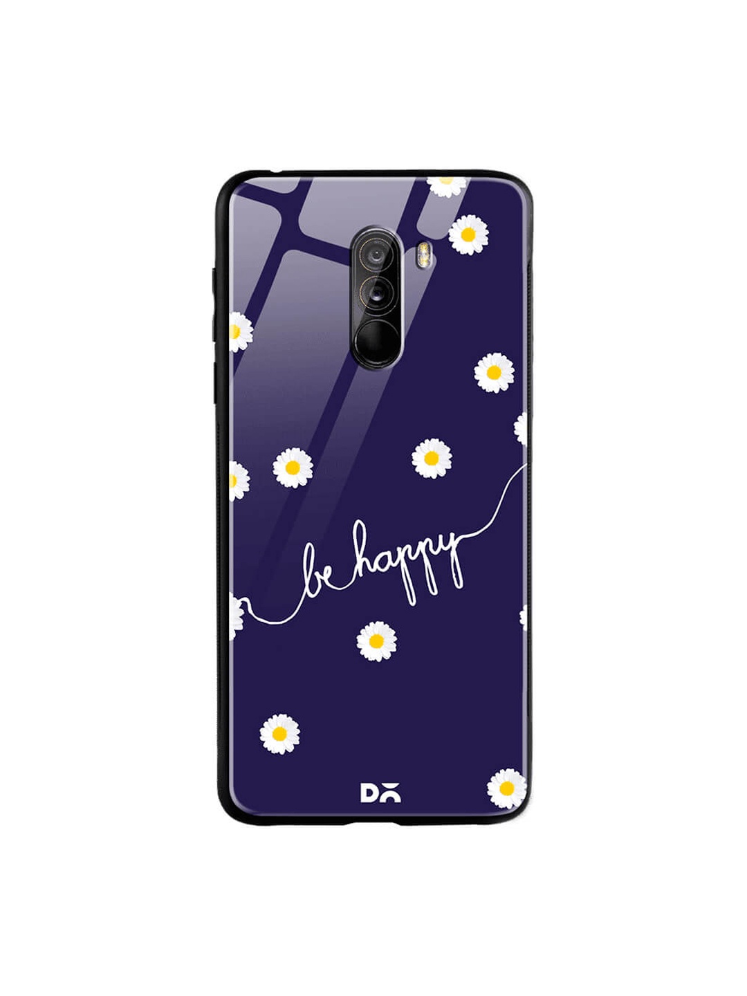 DailyObjects Blue Printed Xiaomi Poco F1 Glass Case Cover