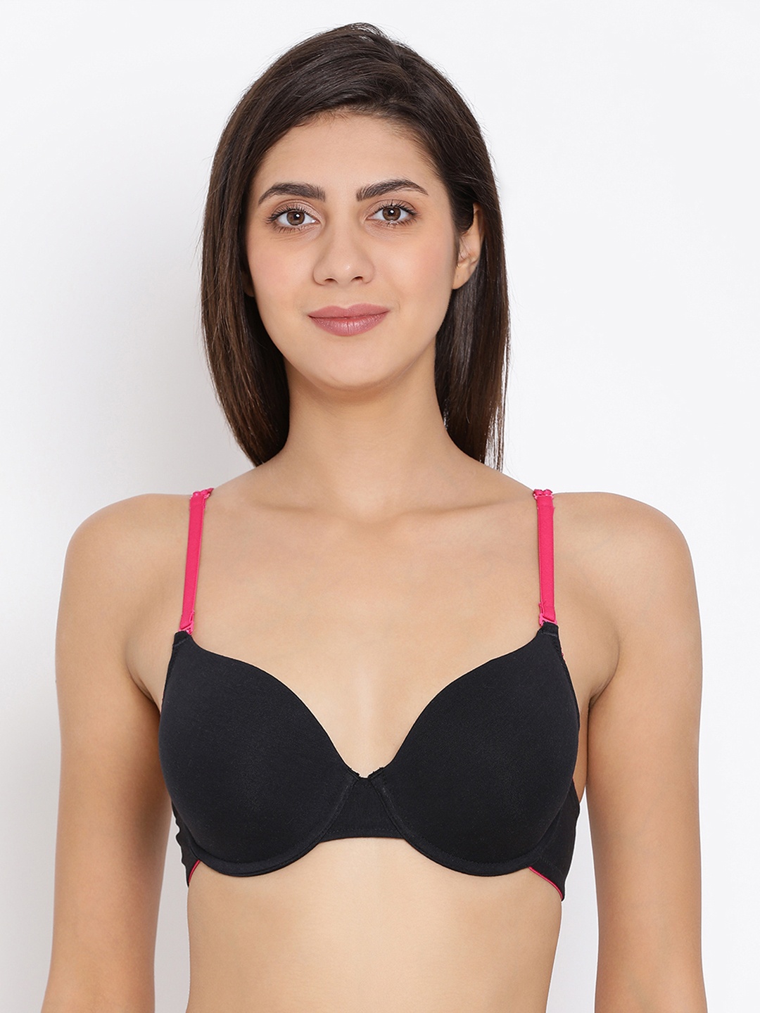 Clovia Cotton Padded Underwired T-Shirt Bra, Black