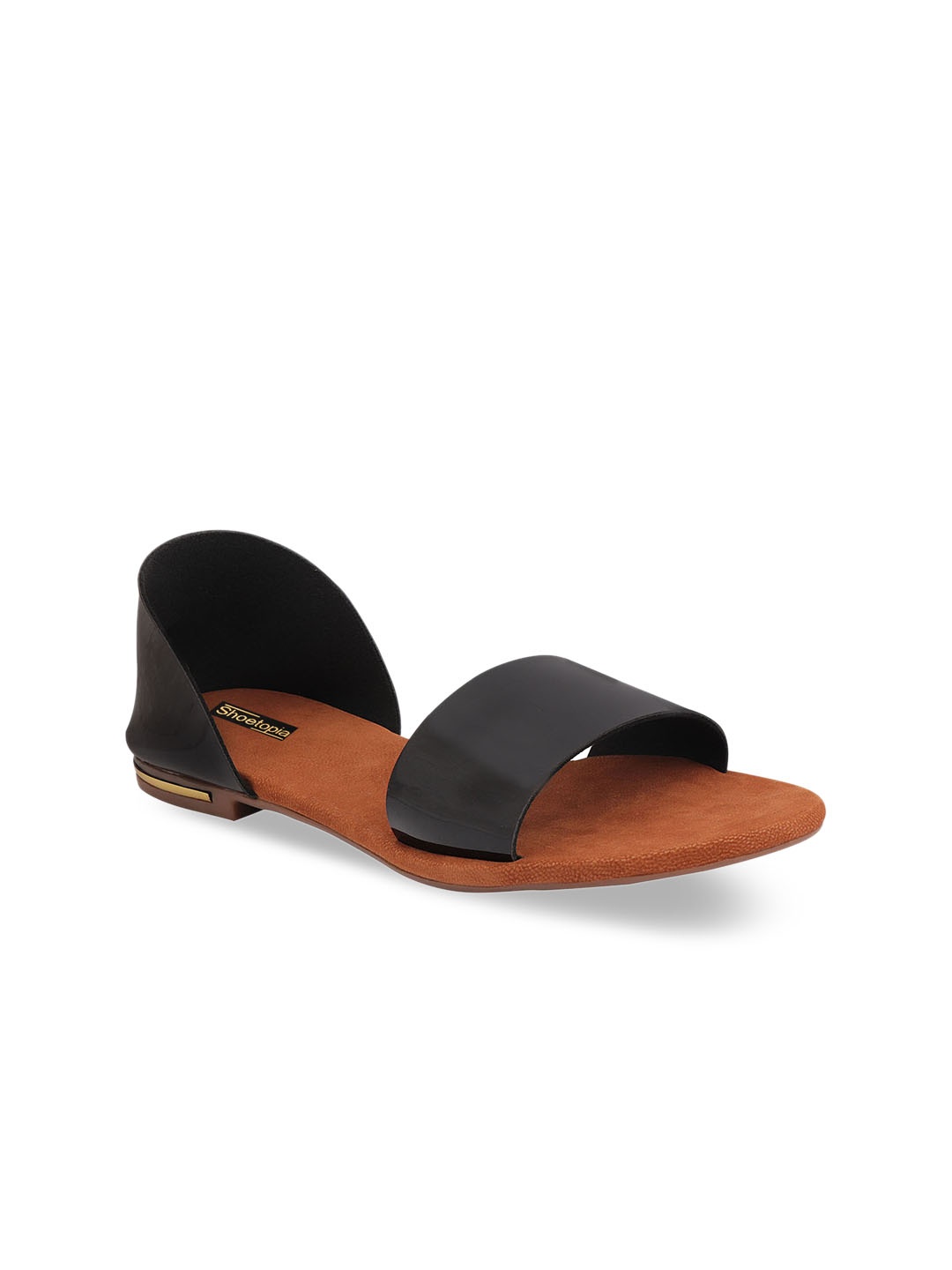 Shoetopia Women Black Solid Open Toe Flats
