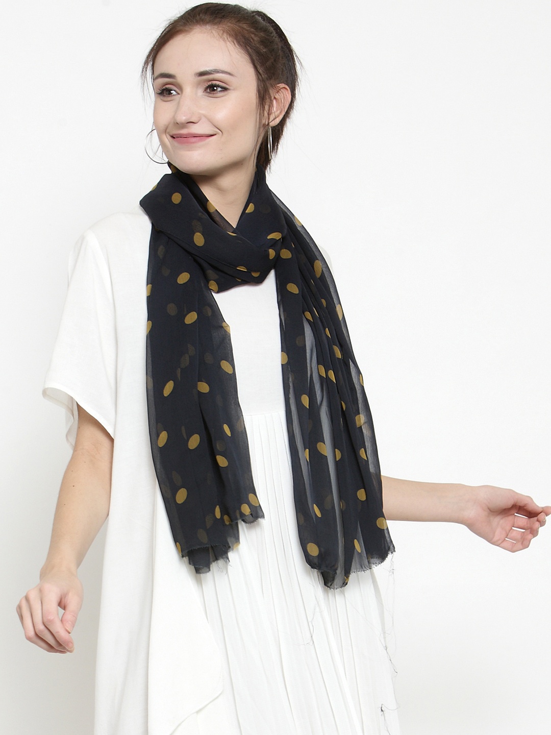 J Style Women Black & Golden Printed Stole
