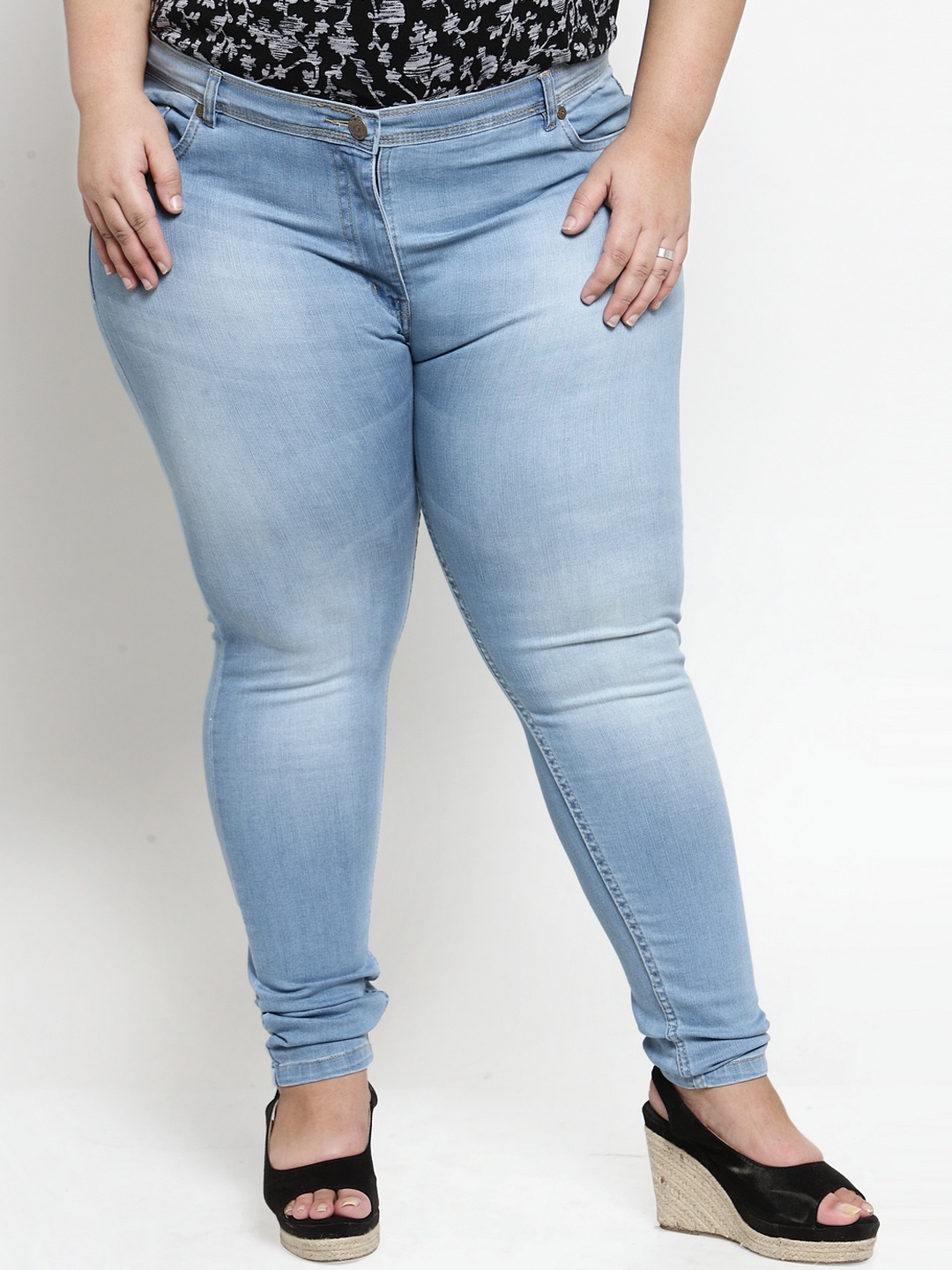 plusS Women Blue Regular Fit Mid-Rise Clean Look Stretchable Jeans