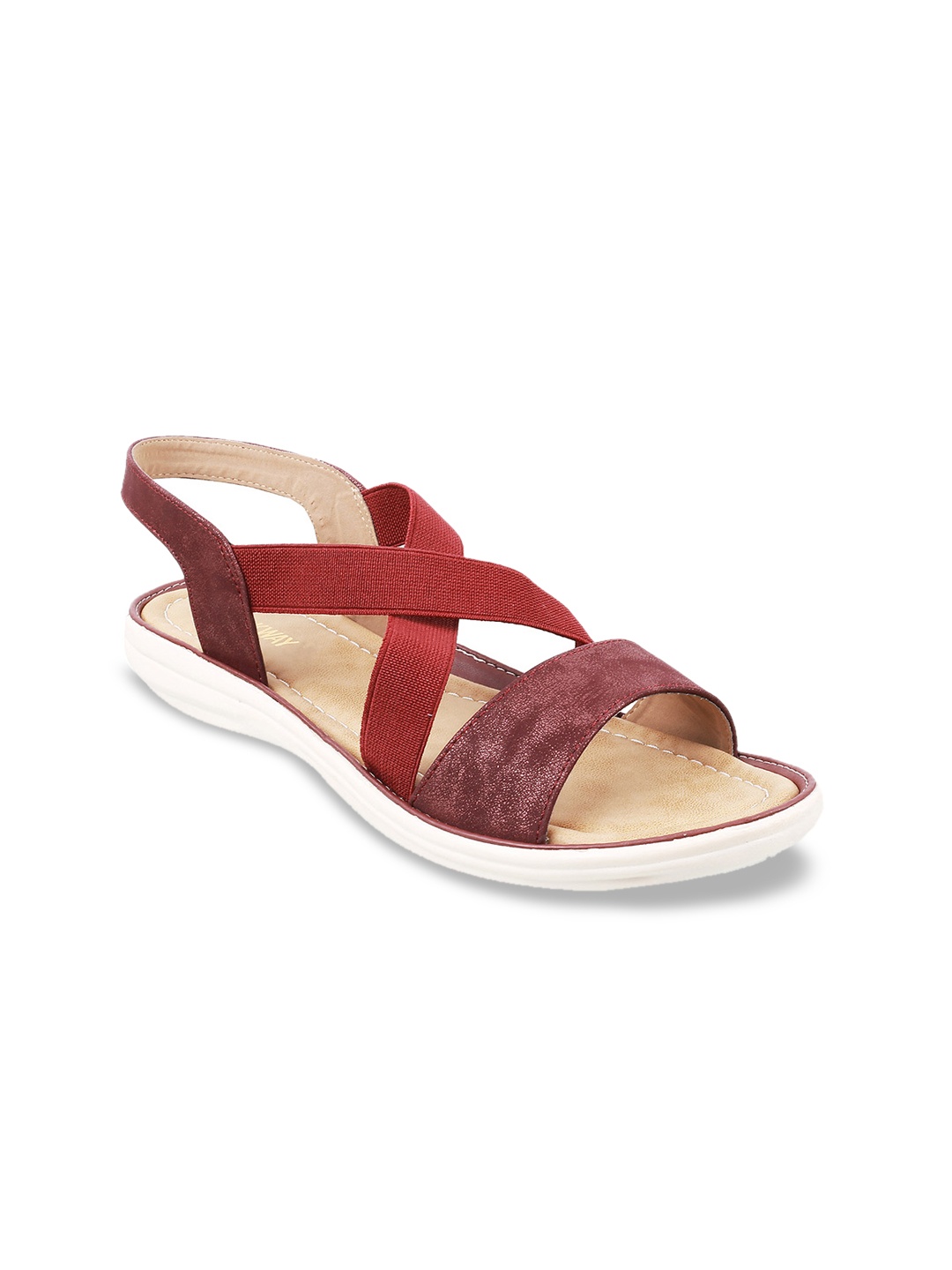 WALKWAY by Metro Women Maroon Solid Open Toe Flats