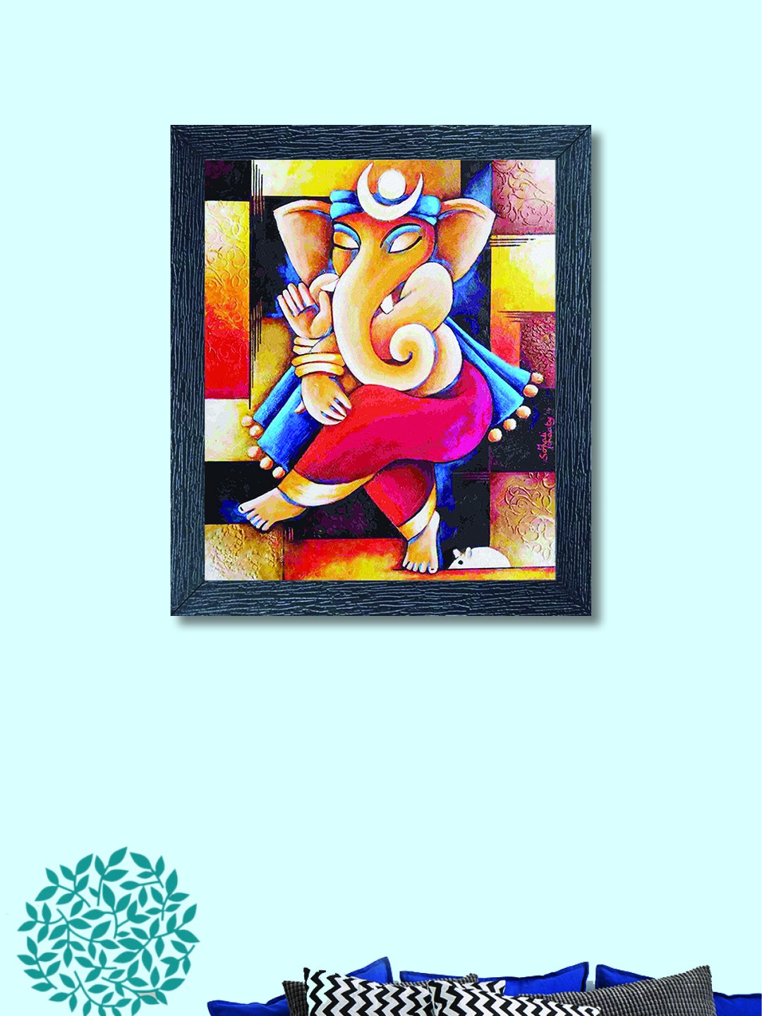 nest ART Multicoloured Lord Ganesha Synthetic Wood Wall Art, Multi
