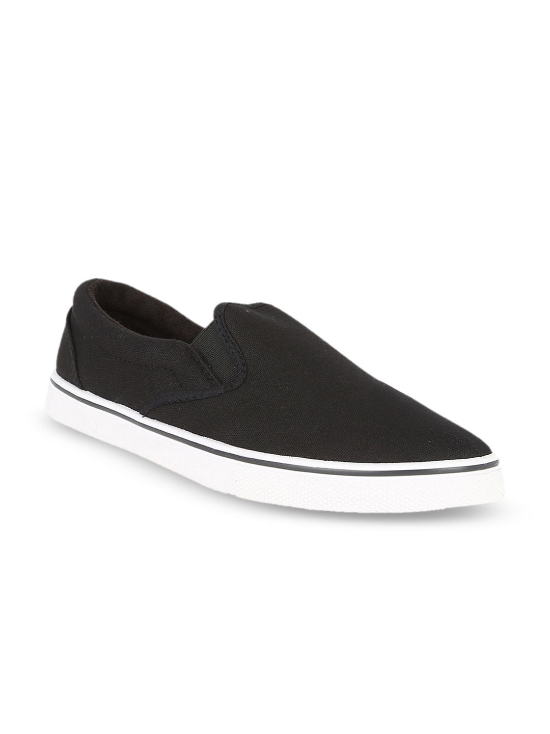 Peter England Men Black Solid Slip-On Sneakers