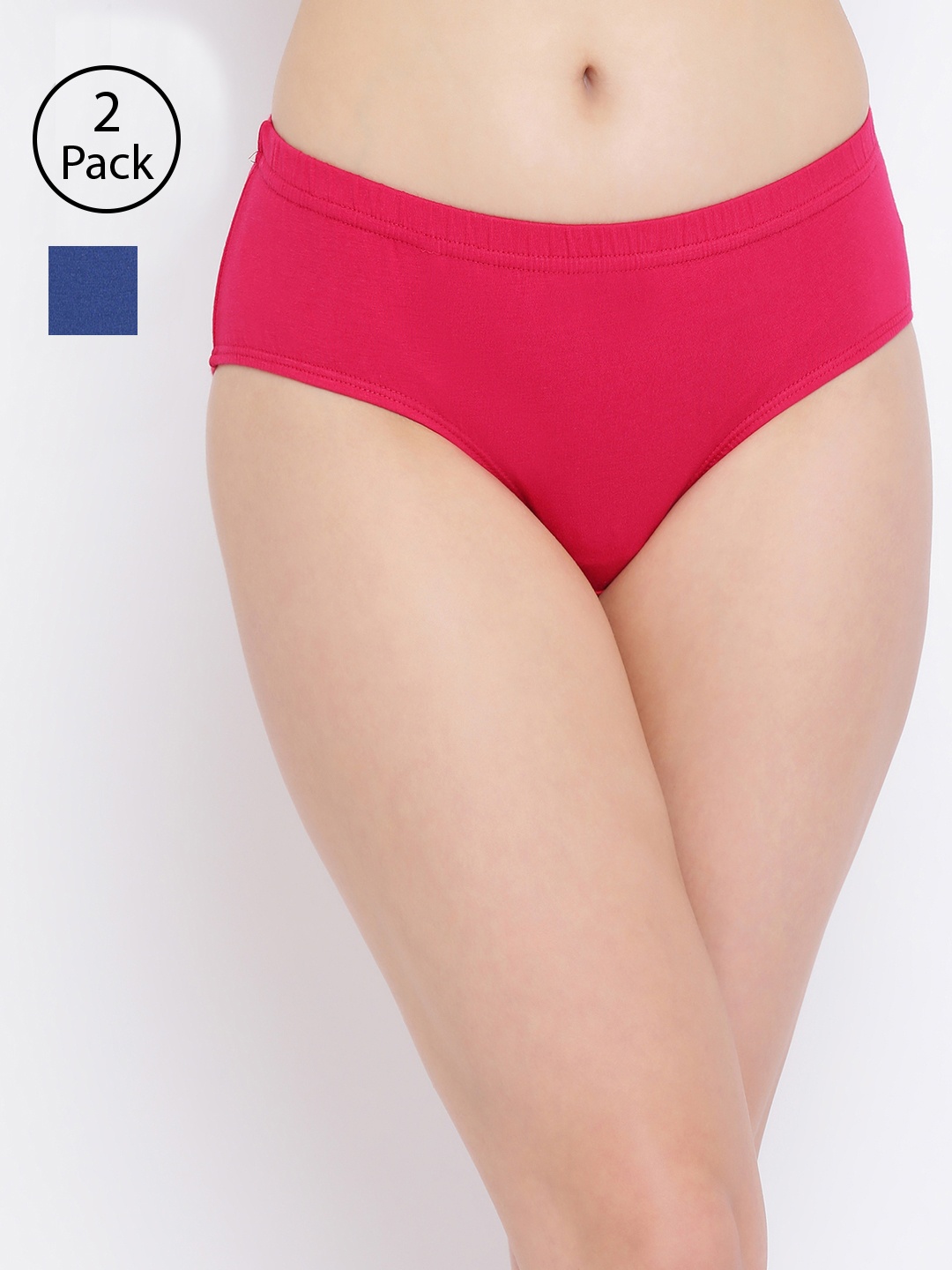Clovia Women Pack Of 2 Solid Hipster Briefs COMPNC722XL, Blue