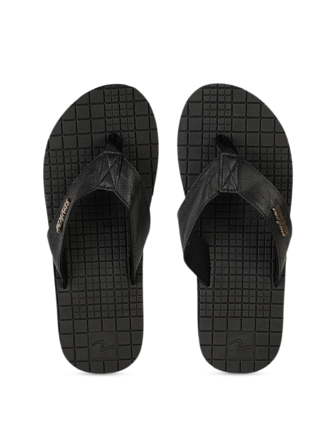 SPYKAR Men Black Self Design Thong Flip-Flops