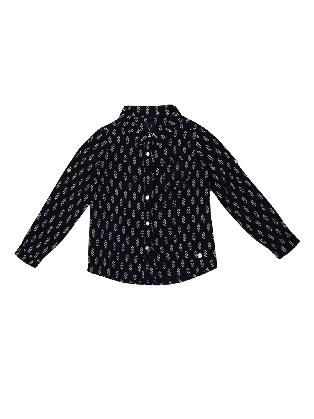 Allen Solly Junior Girls Navy Blue Regular Fit Printed Casual Shirt