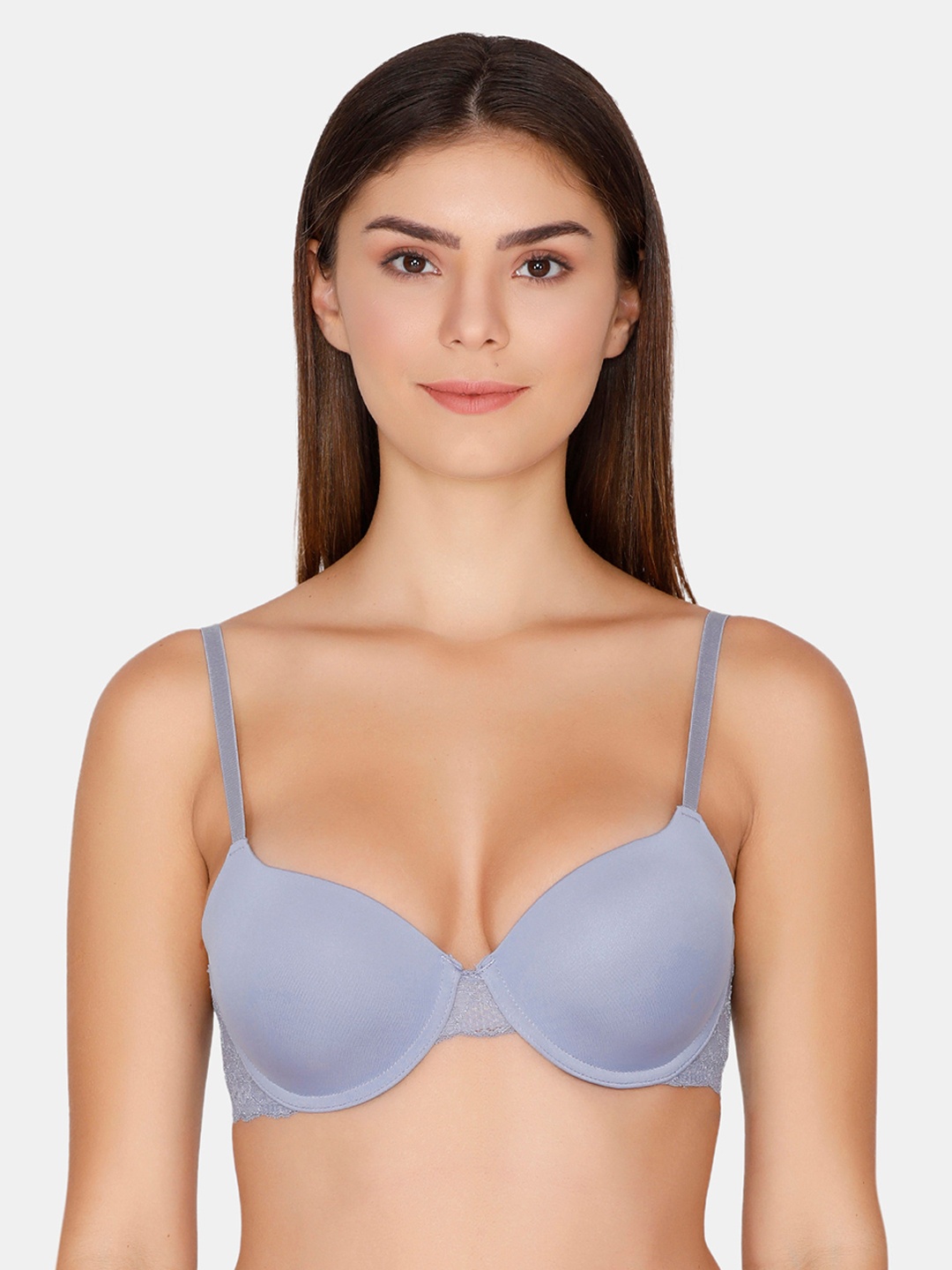 Rosaline by Zivame Grey Solid Underwired Lightly Padded Push-Up Bra ZI103PFASHC