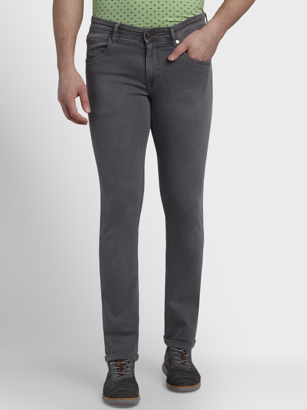ColorPlus Men Grey Tapered Fit Mid-Rise Clean Look Jeans