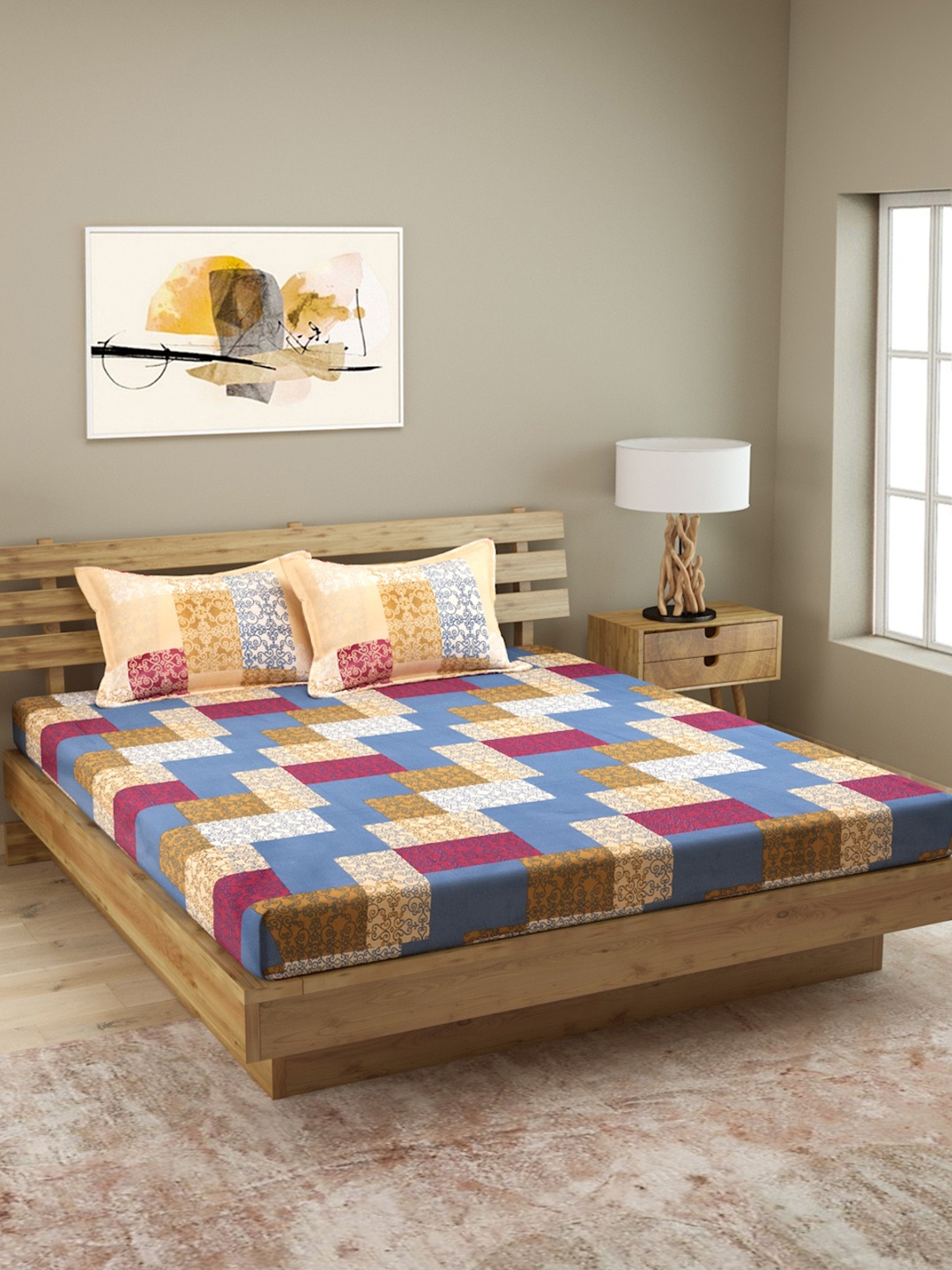 ROMEE Multicoloured Ethnic Motifs 144 TC Cotton 1 Queen Bedsheet with 2 Pillow Covers, Multi
ROMEE Multicoloured Ethnic Motifs 144 TC Cotton 1 Queen Bedsheet with 2 Pillow Covers, Multi