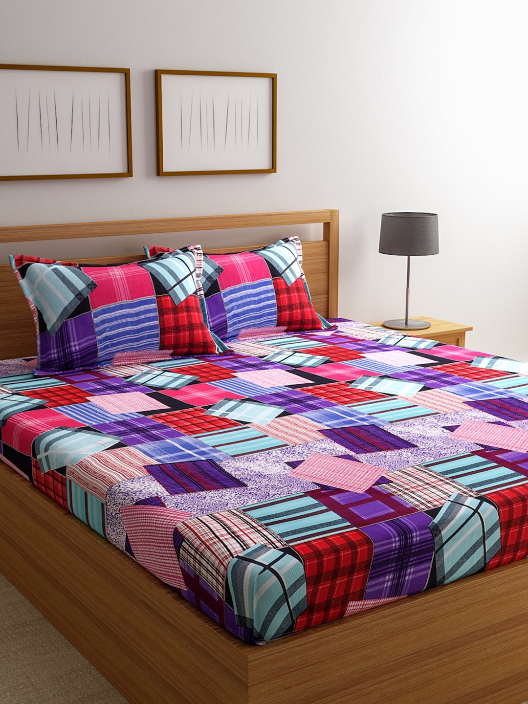 ROMEE Multicoloured Geometric 144 TC Cotton 1 Queen Bedsheet with 2 Pillow Covers, Multi
ROMEE Multicoloured Geometric 144 TC Cotton 1 Queen Bedsheet with 2 Pillow Covers, Multi
