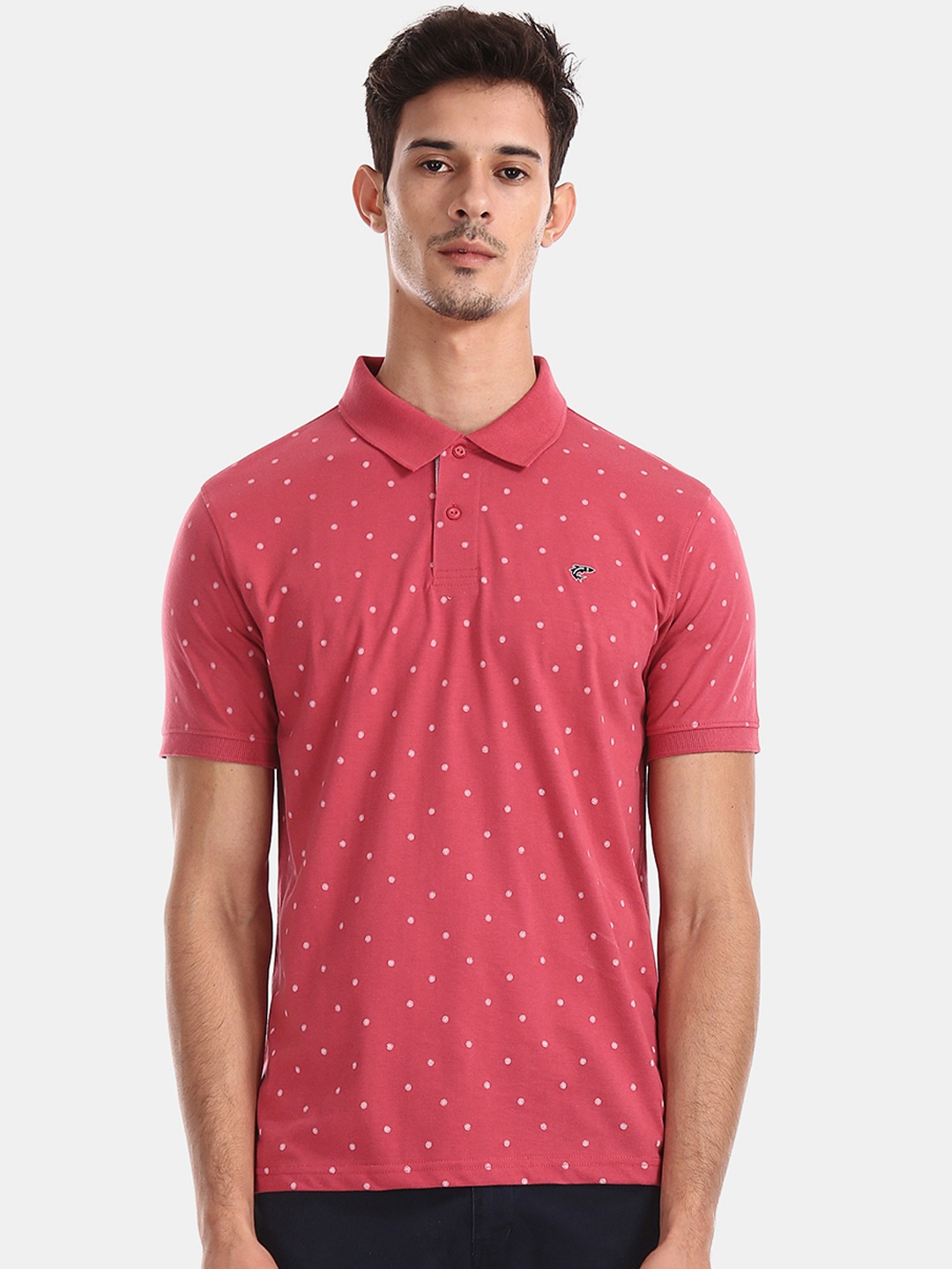 Ruggers Men Pink Printed Polo Collar T-shirt