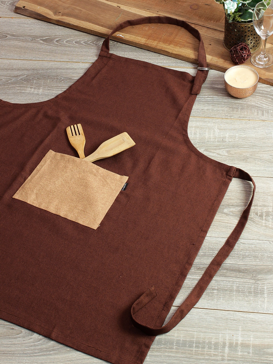 Soumya Unisex Brown Solid 200TC Cotton Apron