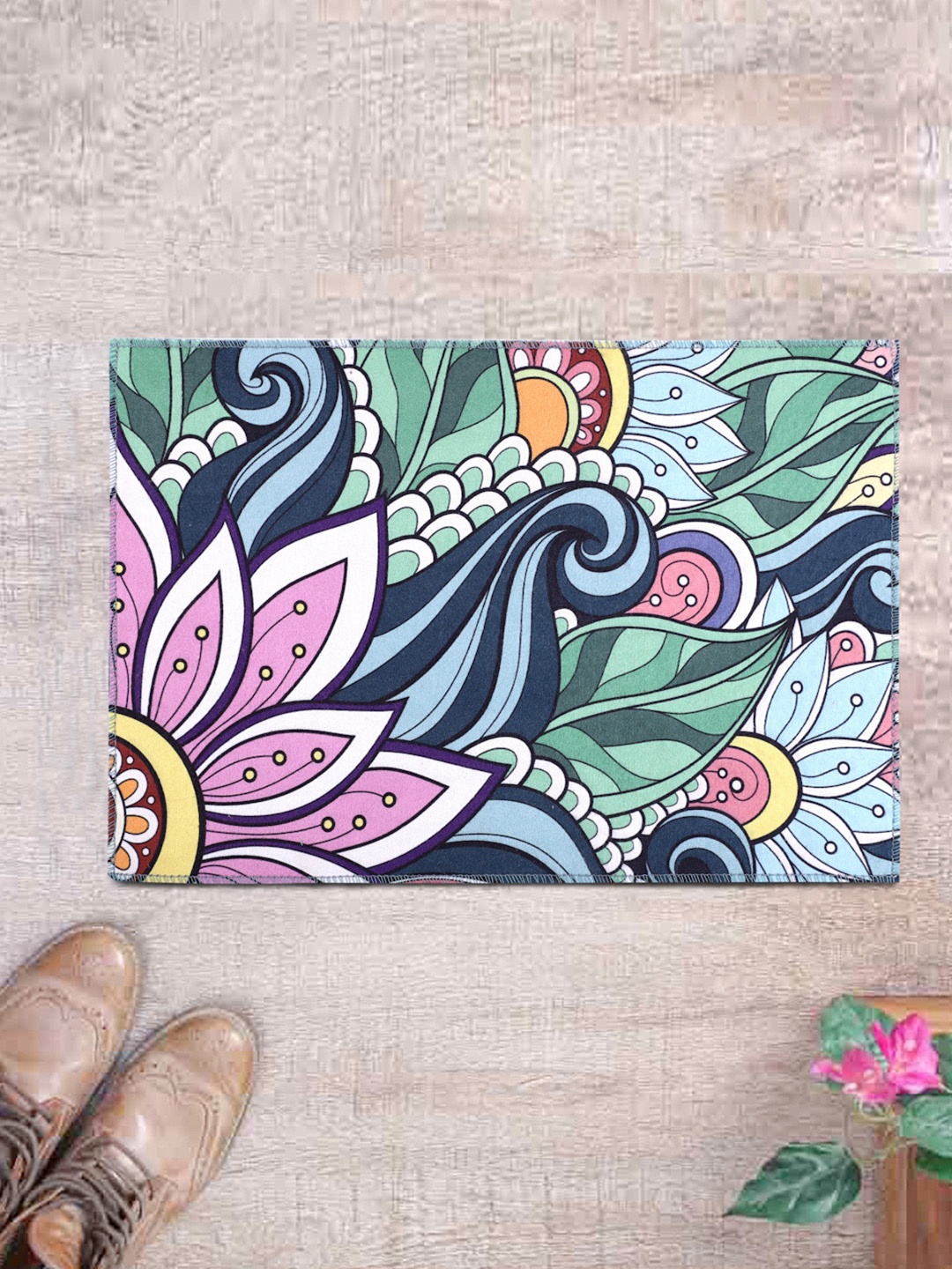 ROMEE Multicoloured Printed Anti-Skid Doormat, Multi