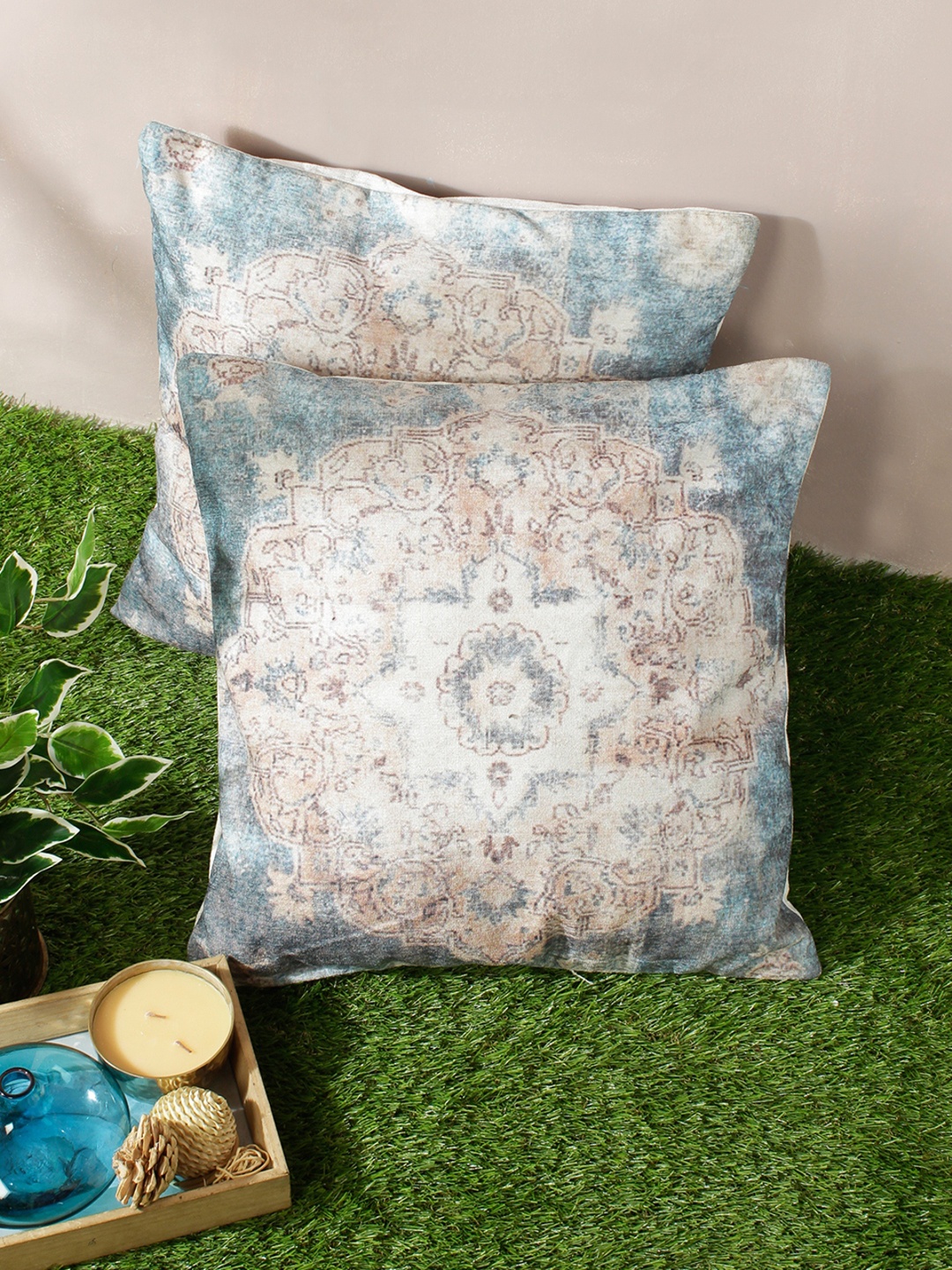ROMEE Multicoloured Set of 2 18'' x 18'' Ethnic Motifs Square Cushion Covers, Multi
ROMEE Multicoloured Set of 2 18'' x 18'' Ethnic Motifs Square Cushion Covers, Multi
