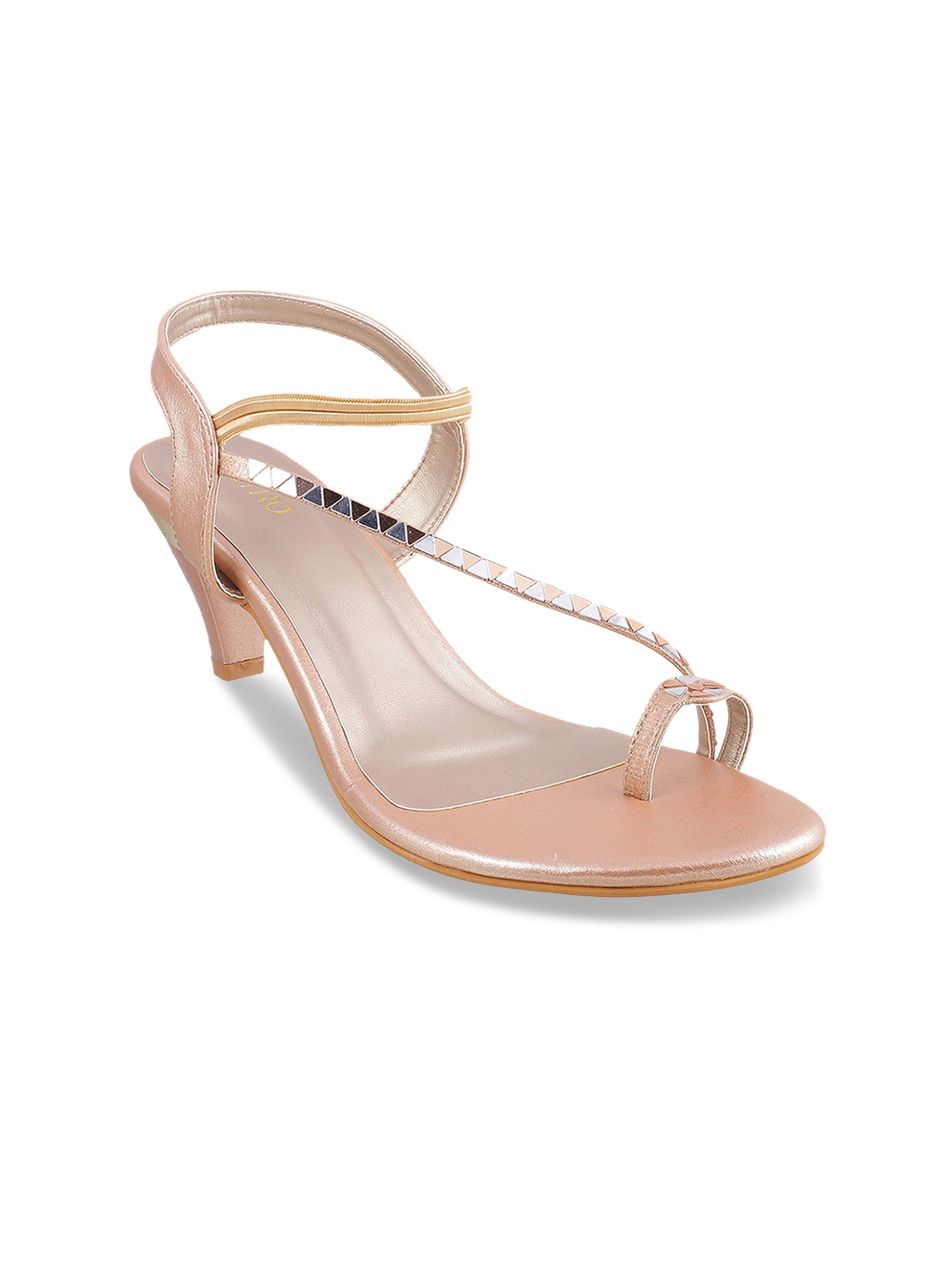 Metro Women Peach-Coloured Textured Heels
