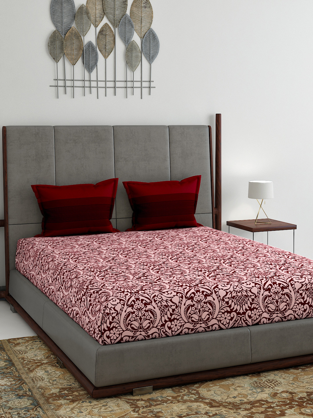 Trident Red Ethnic Motifs 120 TC Cotton 1 Queen Bedsheet with 2 Pillow Covers
Trident Red Ethnic Motifs 120 TC Cotton 1 Queen Bedsheet with 2 Pillow Covers