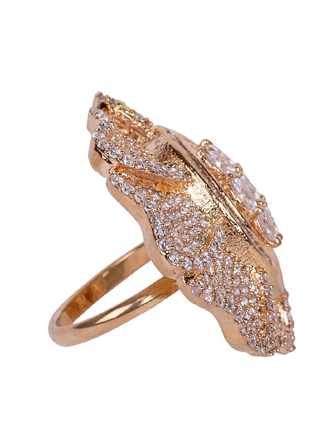 ANIKAS CREATIONS Women Rose Gold-Plated & White AD-Studded Handcrafted Adjustable Finger Ring
ANIKAS CREATIONS Women Rose Gold-Plated & White AD-Studded Handcrafted Adjustable Finger Ring