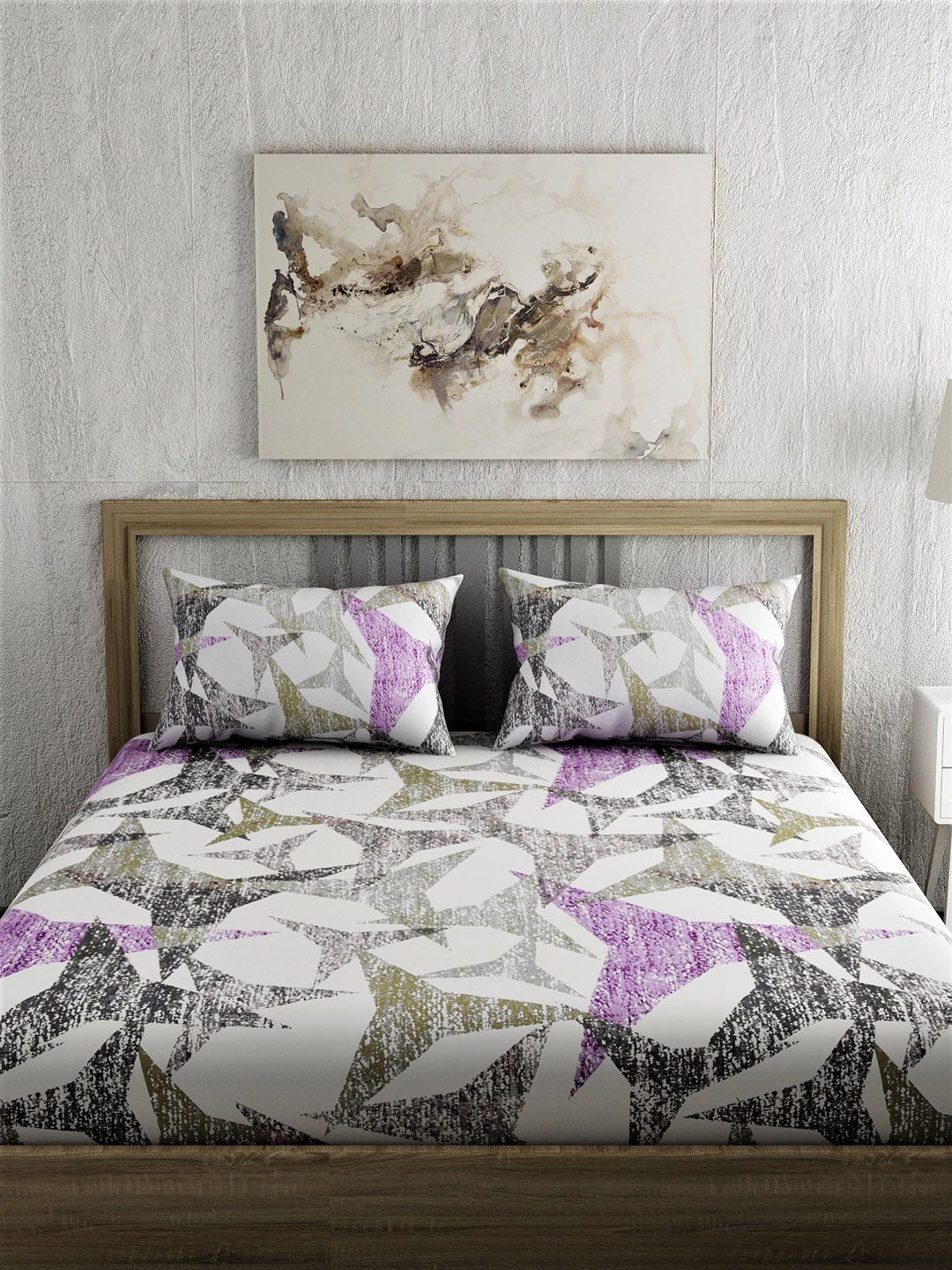 EverHOME White & Charcoal Geometric 210 TC Cotton 1 King Bedsheet with 2 Pillow Covers
EverHOME White & Charcoal Geometric 210 TC Cotton 1 King Bedsheet with 2 Pillow Covers
