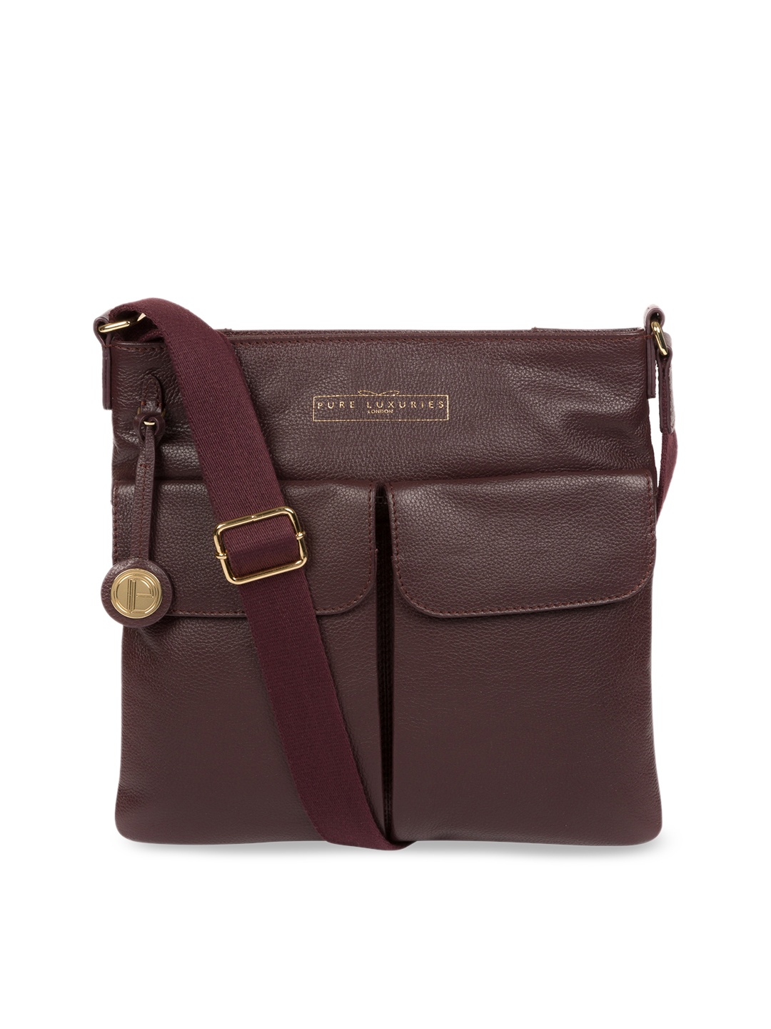PURE LUXURIES LONDON Women Burgundy Solid Genuine Leather Soames Sling Bag