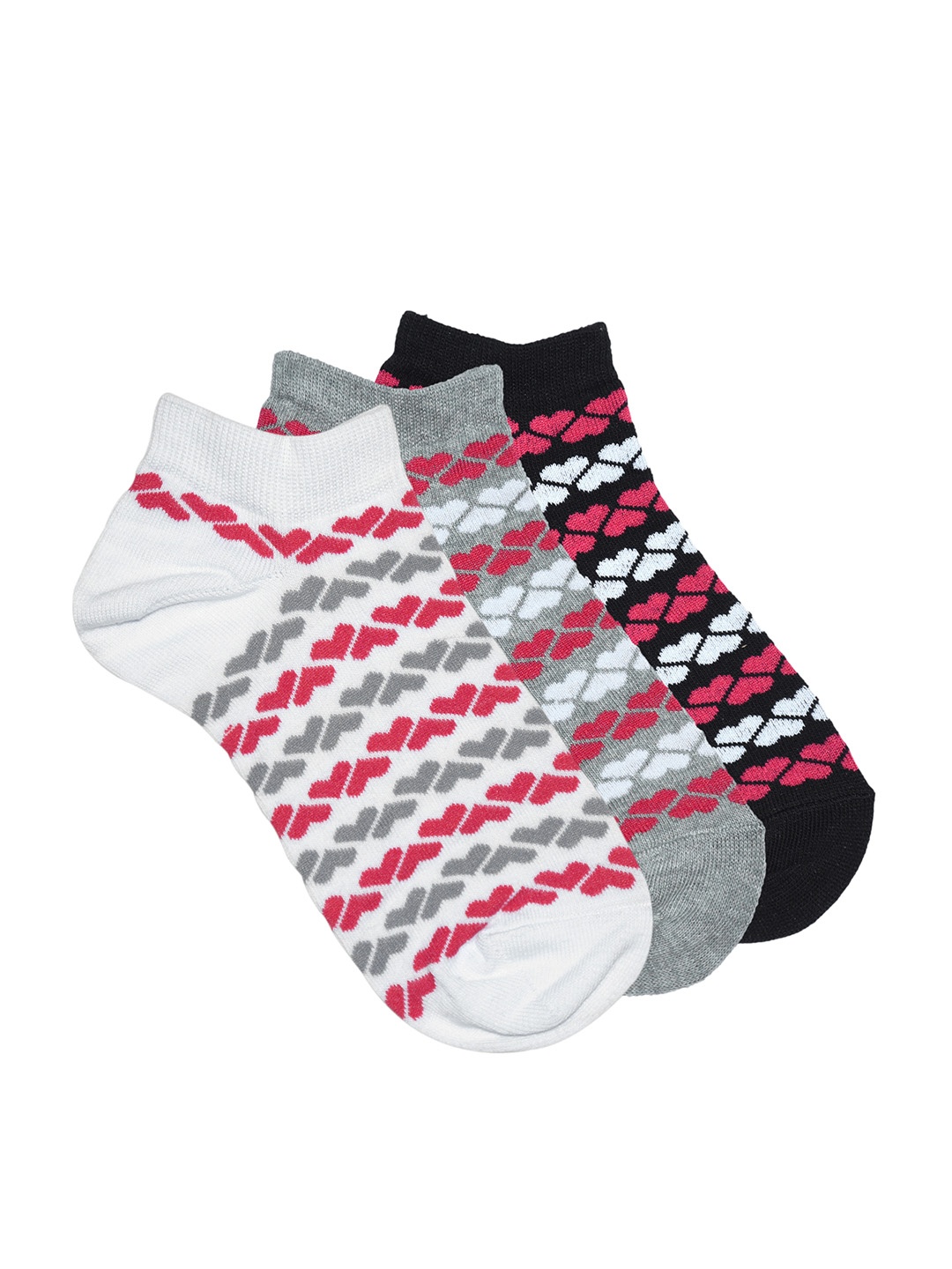Balenzia Women Pack of 3 Patterned Ankle-Length Socks, Multi
