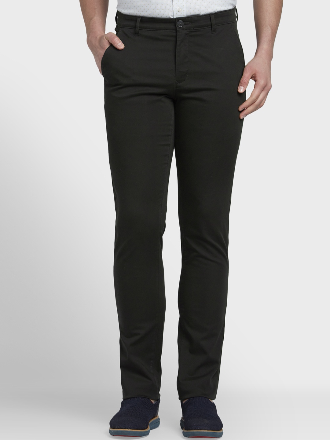 ColorPlus Men Green Solid Regular Trousers