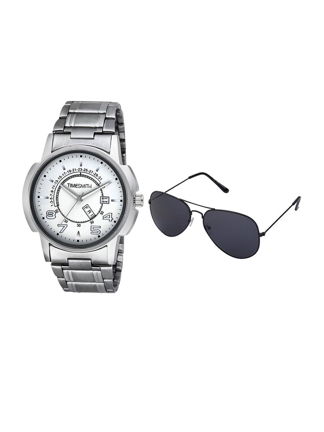 TIMESMITH Men White Analogue Watch With Free Sunglasses TSC-040-WMG-002
