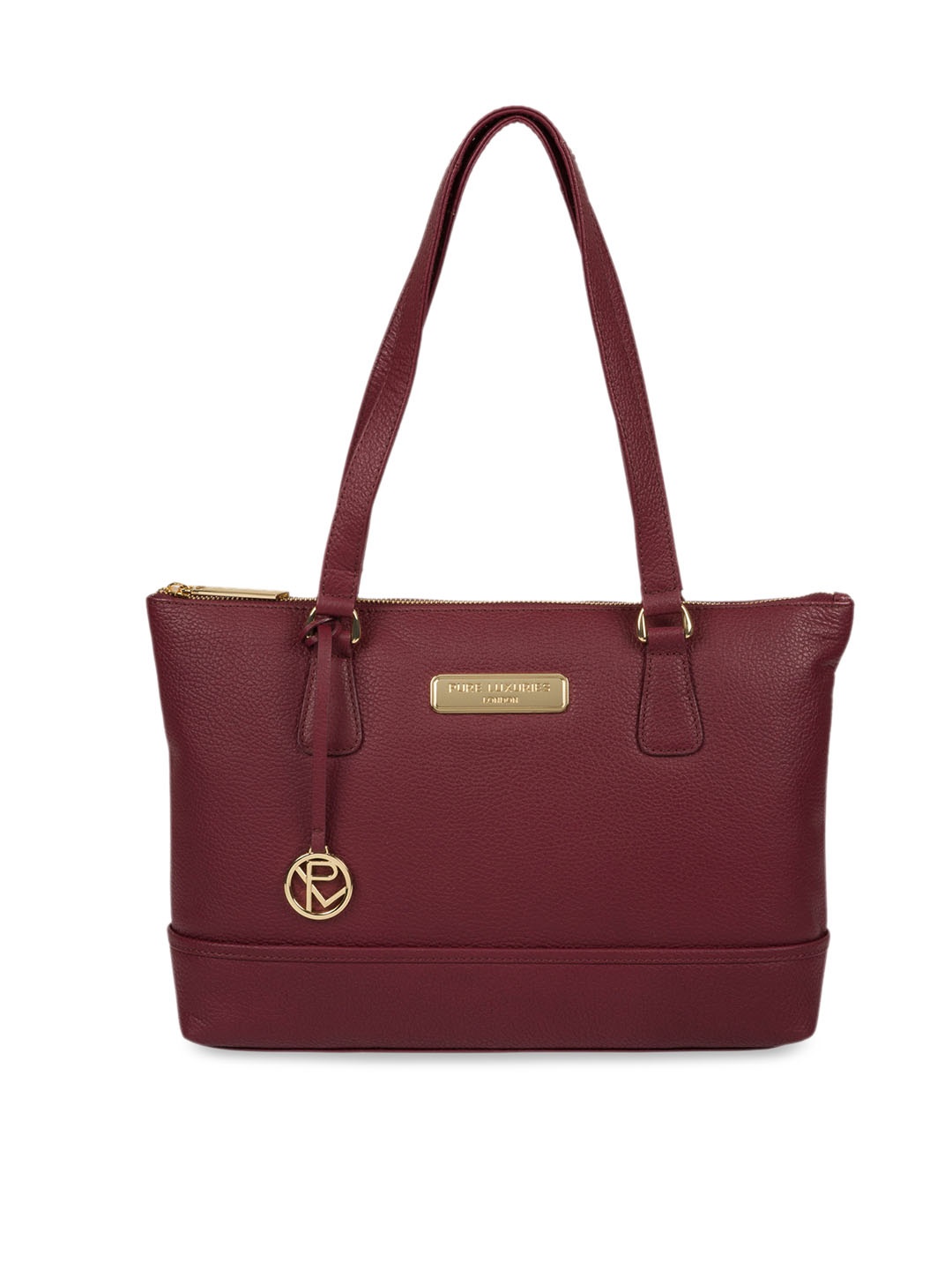 PURE LUXURIES LONDON Women Maroon Solid Genuine Leather Keira Tote Bag
