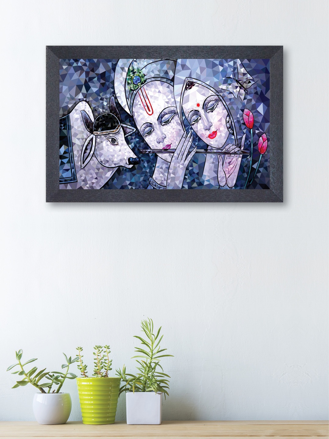 nest ART Blue Synthetic Wood Radhe-Krishna Wall Art