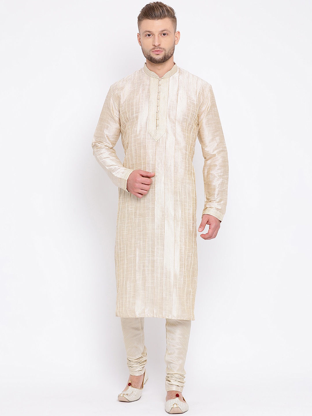 Sanwara Men Beige Solid Kurta with Churidar