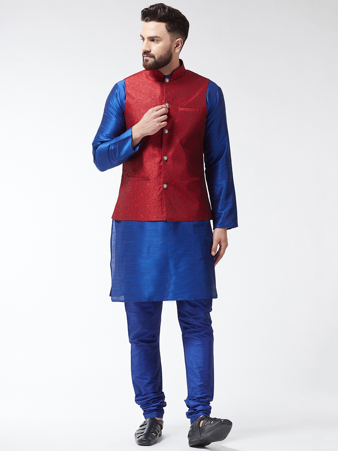 SOJANYA Men Blue Printed Kurta Set