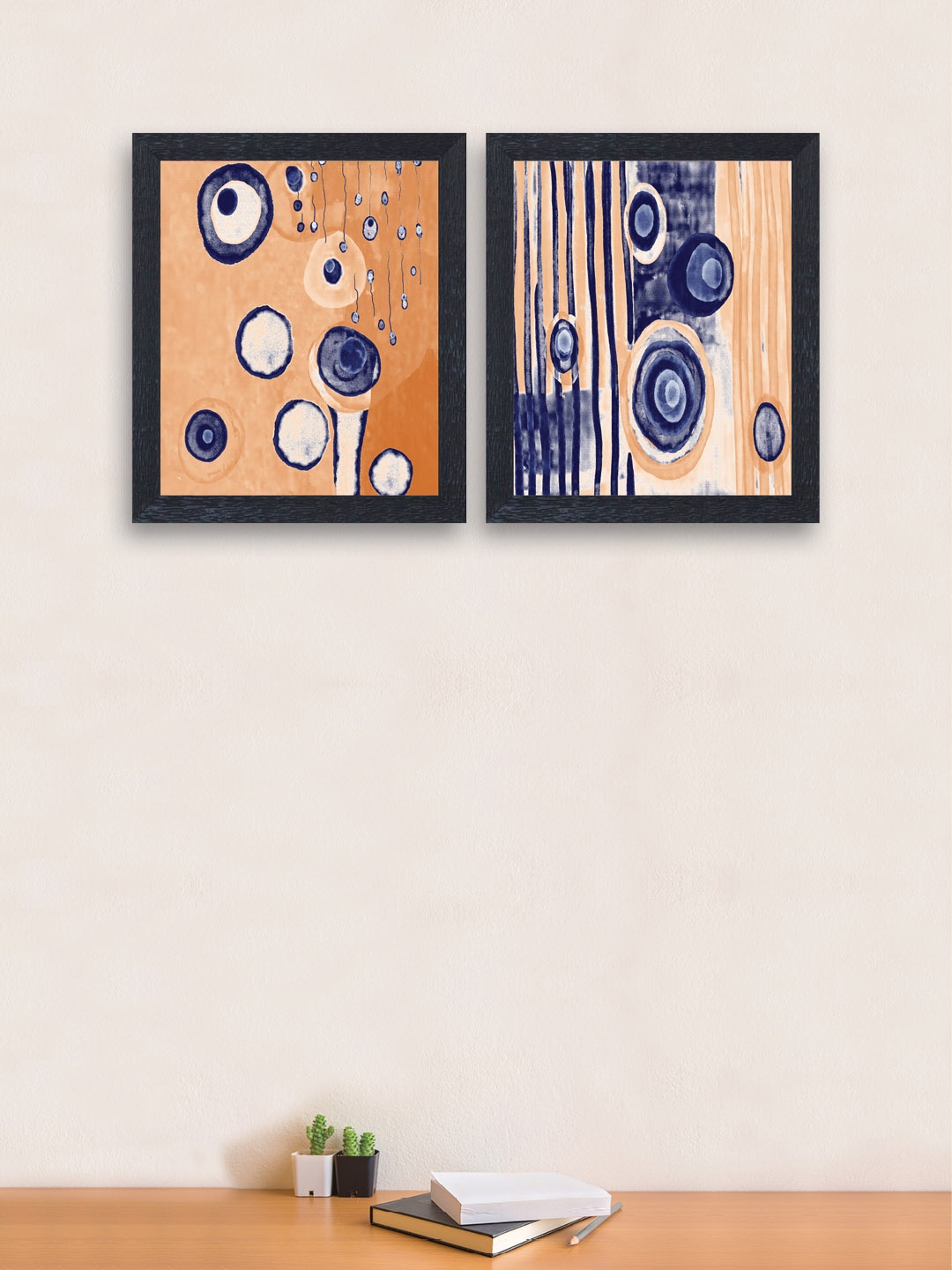 nest ART Set of 2 Multicoloured Synthetic Wood Abstract Wall Art, Multi