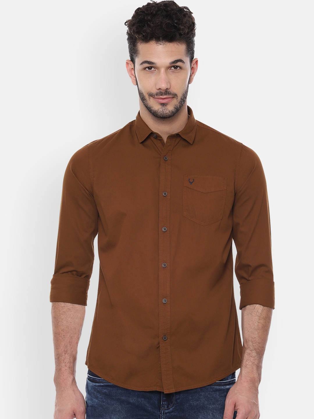 Allen Solly Sport Men Brown Regular Fit Solid Casual Shirt