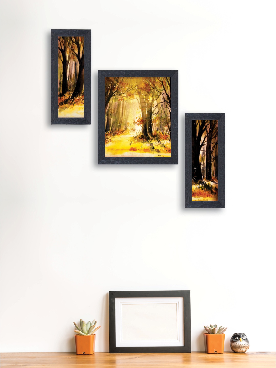 nest ART Set of 3 Yellow Abstract Wall Art