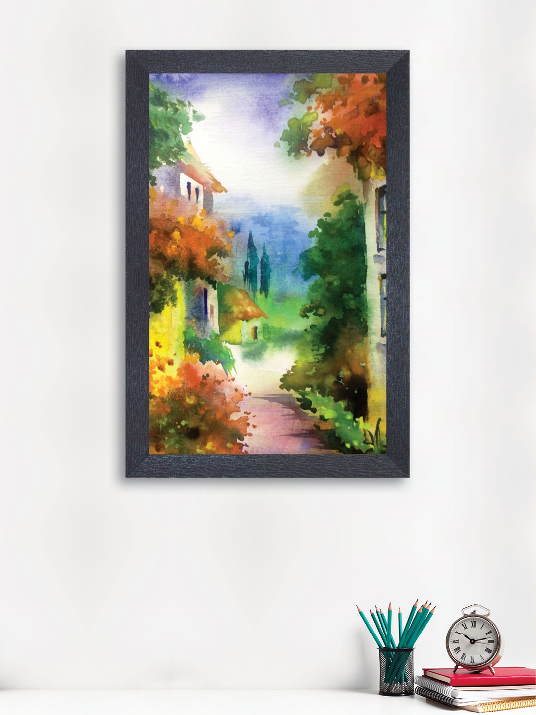 nest ART Multicoloured Synthetic Wood Abstract Hand-Painted Wall Art, Multi