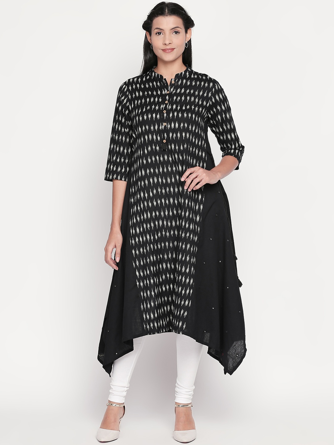 RANGMANCH BY PANTALOONS Women Black Printed A-Line Kurta