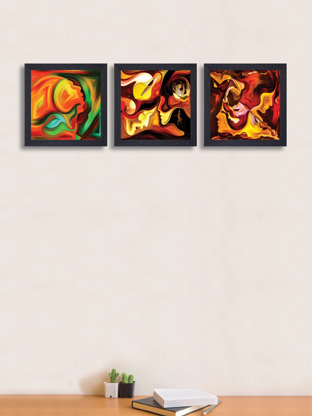 nest ART Set of 3 Multicoloured Abstract Wall Art, Multi