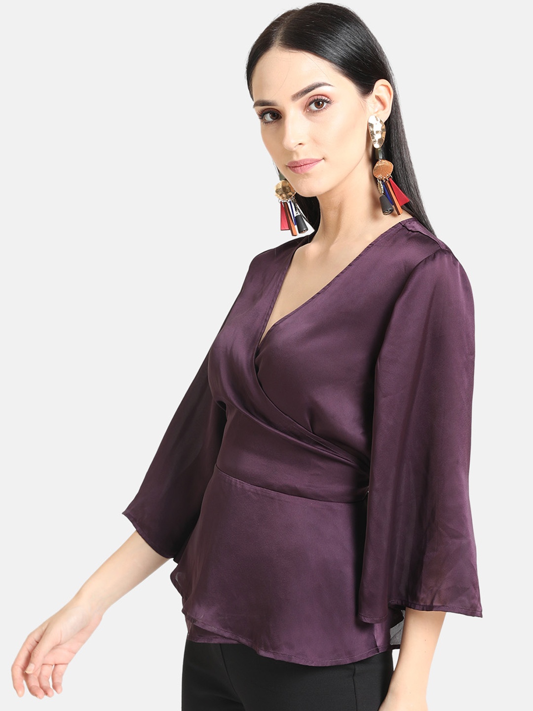 Kazo Women Purple Solid Wrap Top
