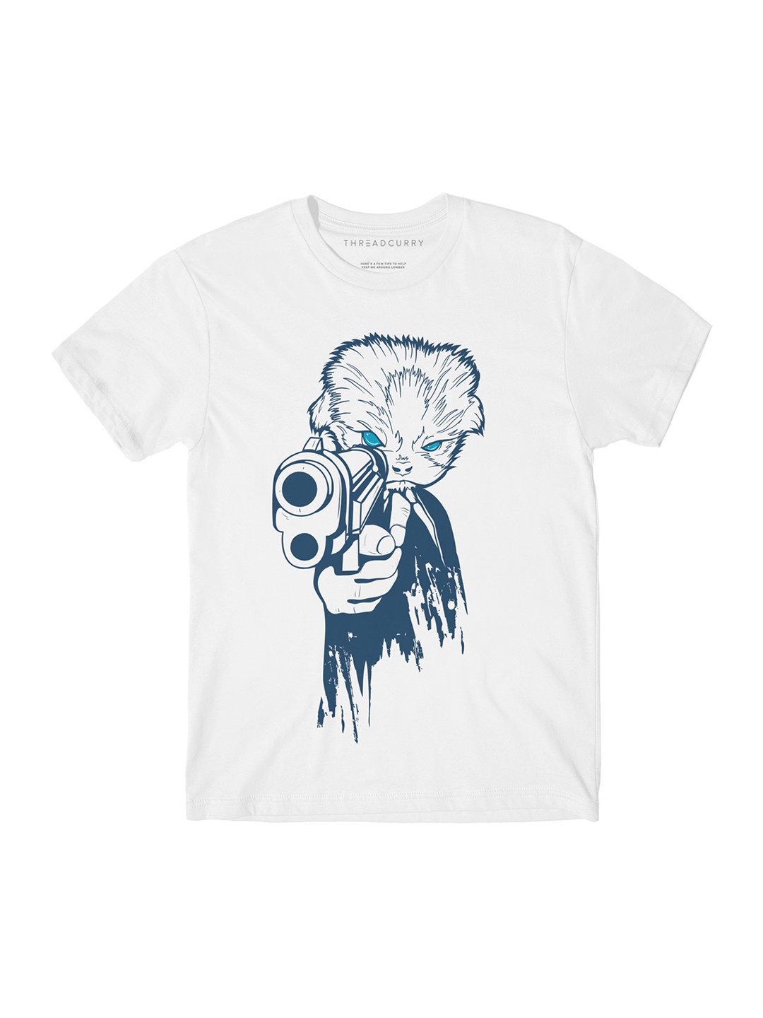 THREADCURRY Boys White Printed Round Neck T-shirt