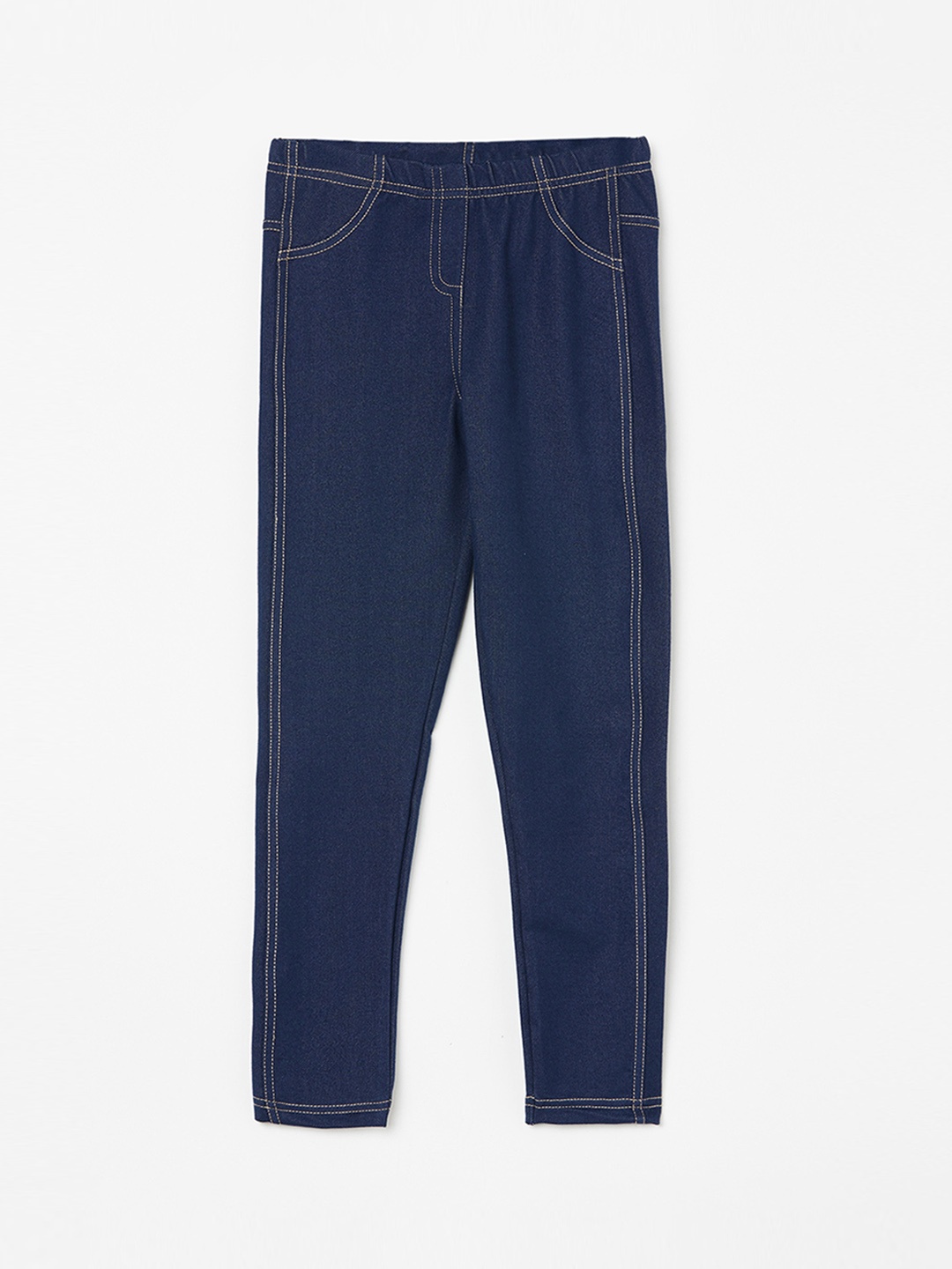 Fame Forever Girls Navy Blue Solid Jeggings