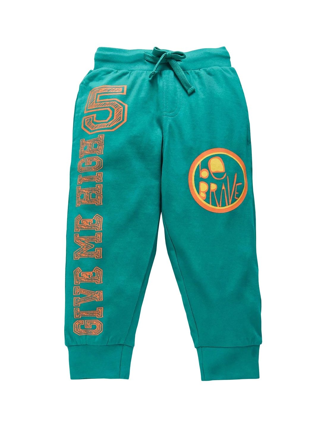 KiddoPanti Boys Green Printed Regular-Fit Joggers