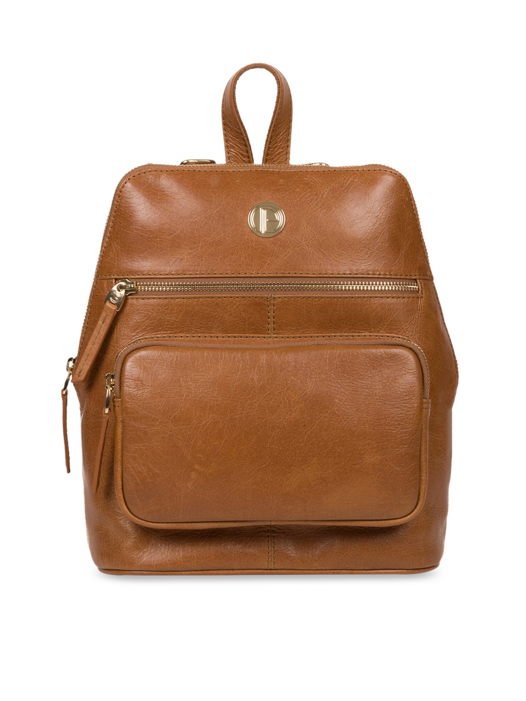 PURE LUXURIES LONDON Women Tan Brown Solid Genuine Leather Verbena Backpack