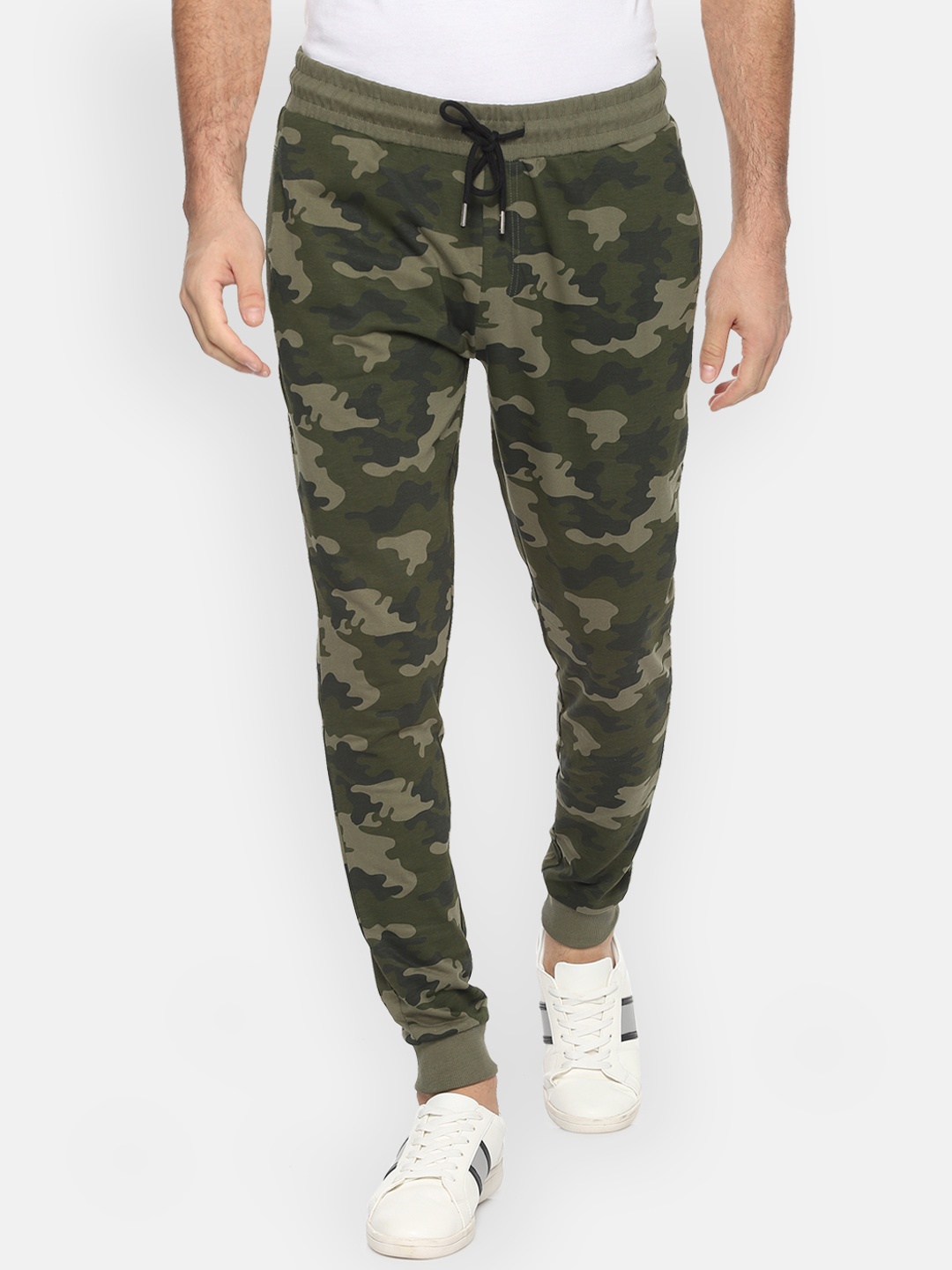 People Men Olive Green Camouflage Joggers