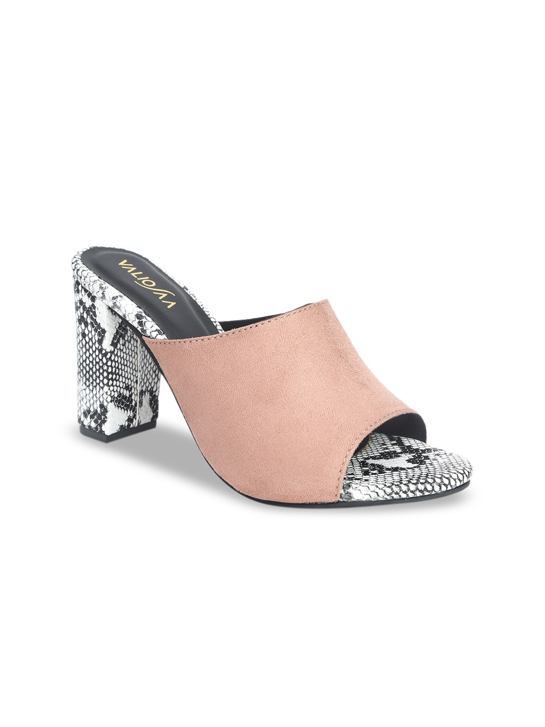VALIOSAA Women Pink Solid Suede Mules